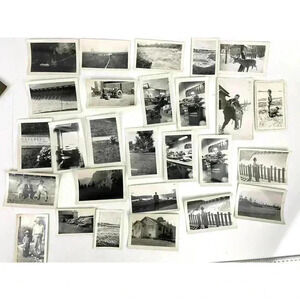 VTG 27 B&W Photographs Travel Animals Wildlife Grave Cars Farming 40's Ephemera